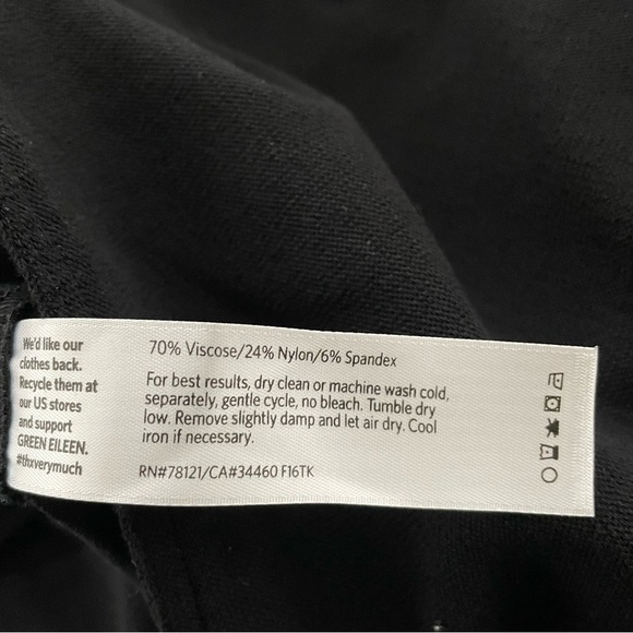 Eileen Fisher Collarless Single Button Blazer Jacket Black Viscose Blend Medium - Picture 7 of 8